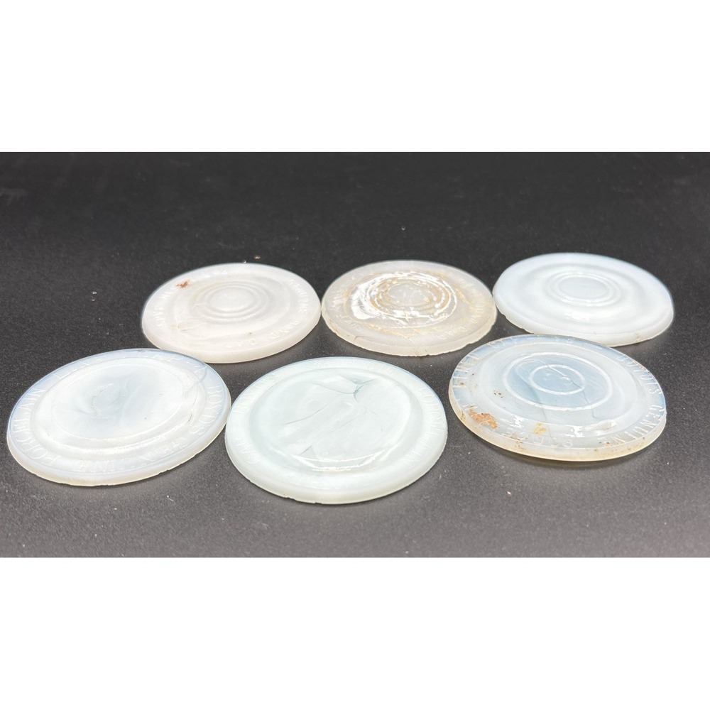 6 Antique Milk Glass Mason Jar Lid Inserts Boyds Genuine Porcelain
